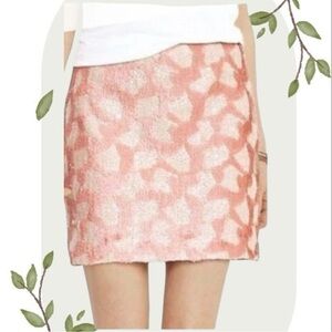 Banana Republic Pastel Pink Ivory Sequin Patterned Mini Skirt- Size 0